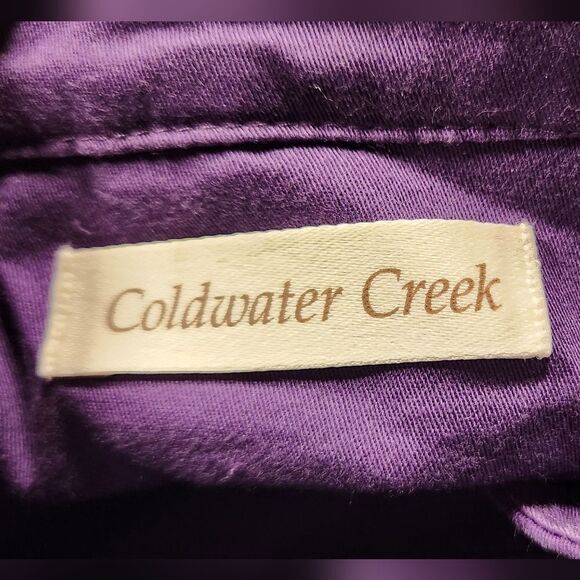 Coldwater Creek Jacket Blazer Cotton Stretch Purple Scallop Tailored‎ Fitted L - Picture 8 of 9
